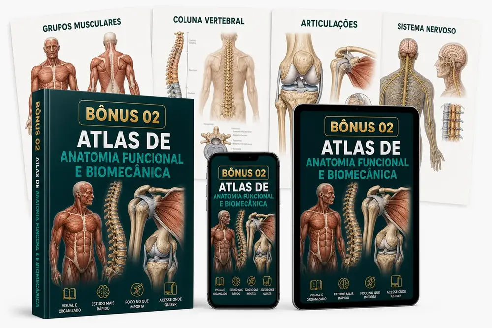Mockup do Atlas de Anatomia Funcional e Biomecânica para Fisioterapia